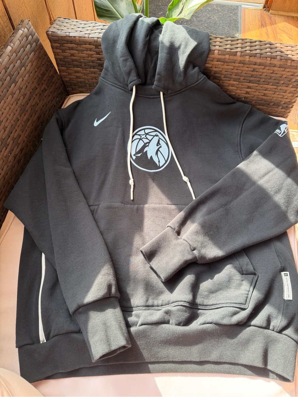 NBA Black Crewneck Hoodie with Light Blue Timberwolves Logo